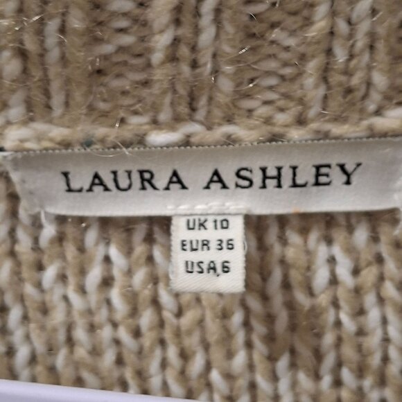 Laura Ashley Womens Open Front Beige Cardigan Sweater With Button Detail US6 - Picture 3 of 7